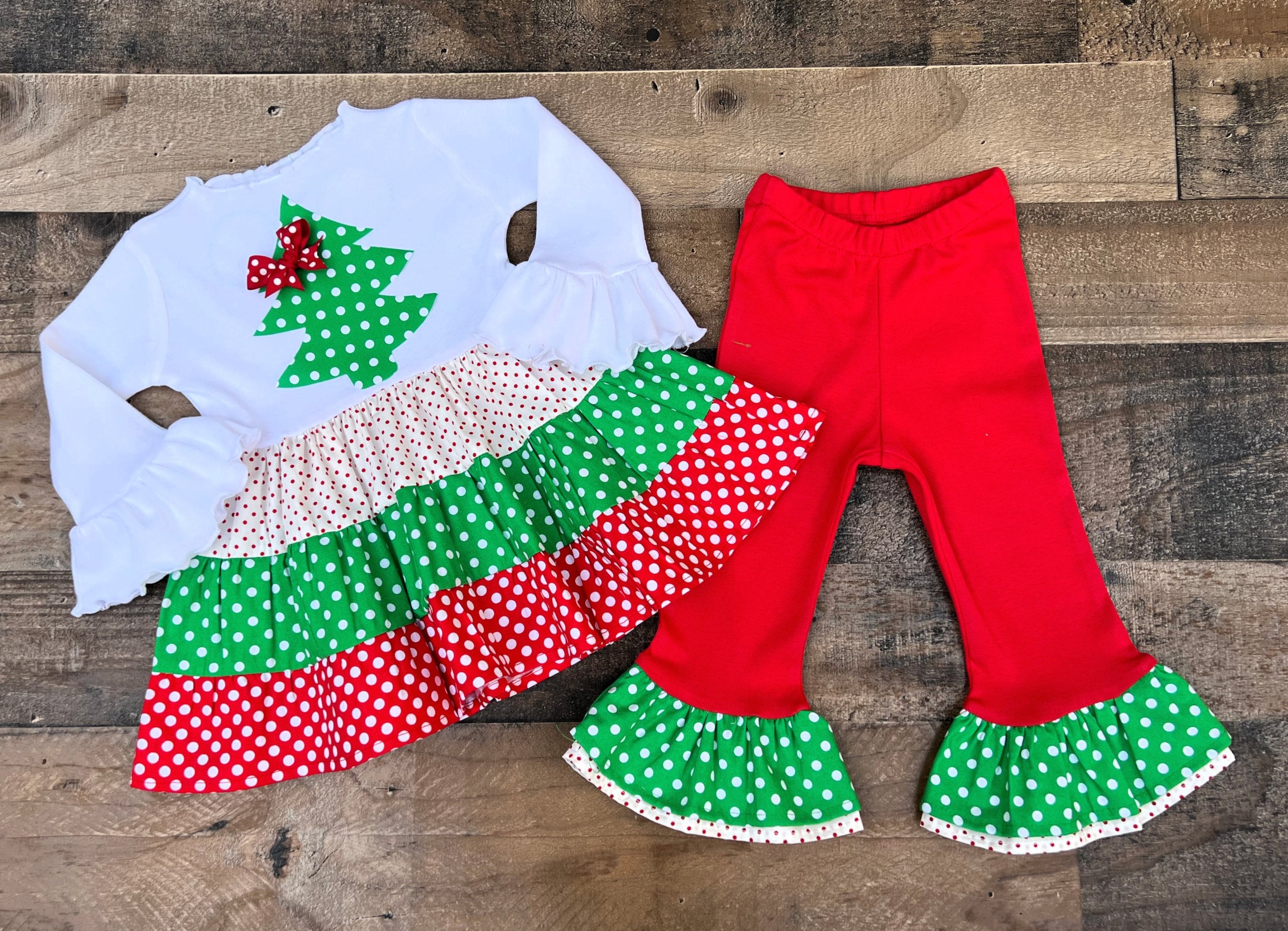 Christmas Tree Little Girl Outfit 