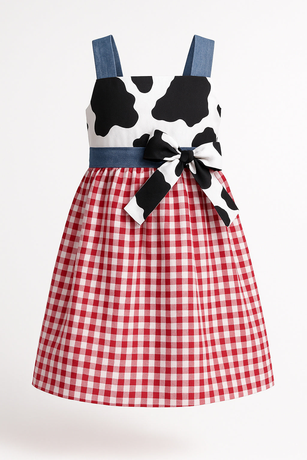 red cowgirl dress Western Wear Girl Dress | Gingham And Cow Print Barnyard Dress | Western Wear Cow Print Pageant Dress