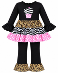 Cupcake Animal Print Twirl Top & Leggings