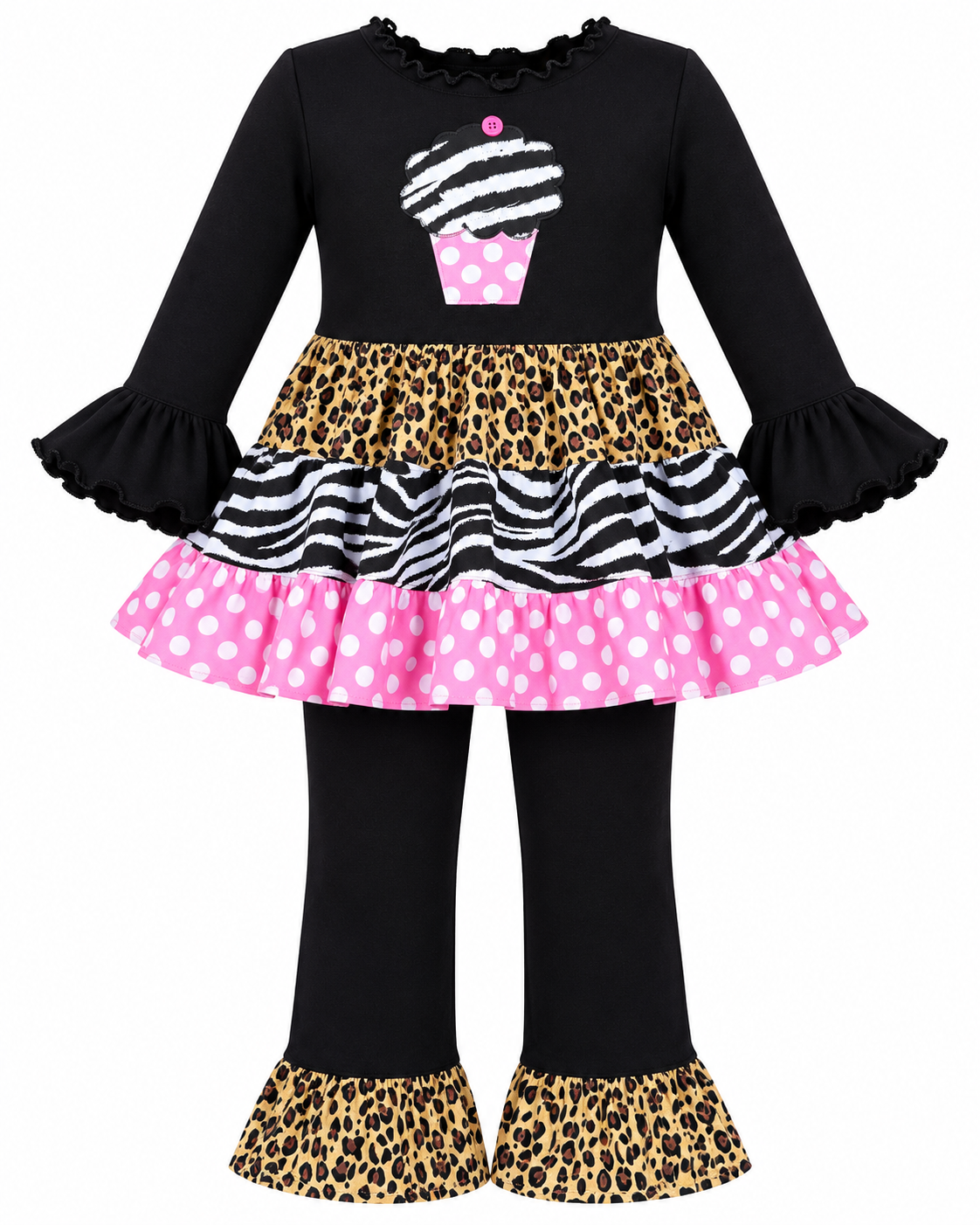 Cupcake Animal Print Twirl Top & Leggings