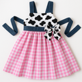 Western Wear Cow Print Dress Pink Gingham Dress