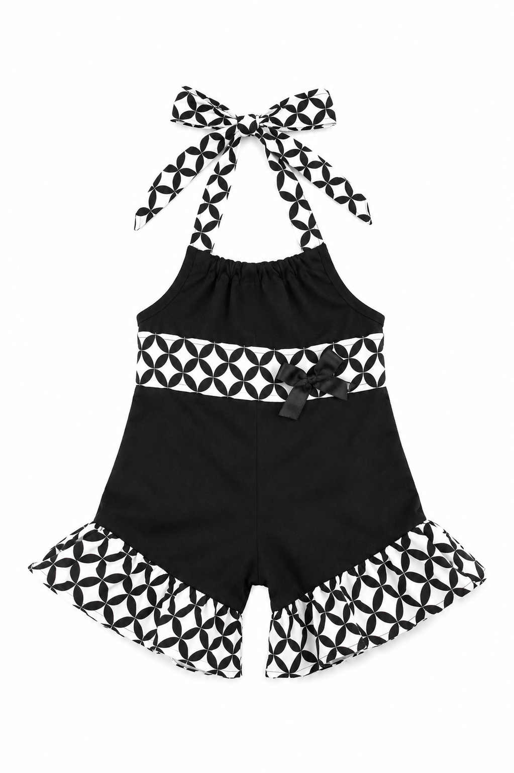 Black White Diamond Romper Outfit