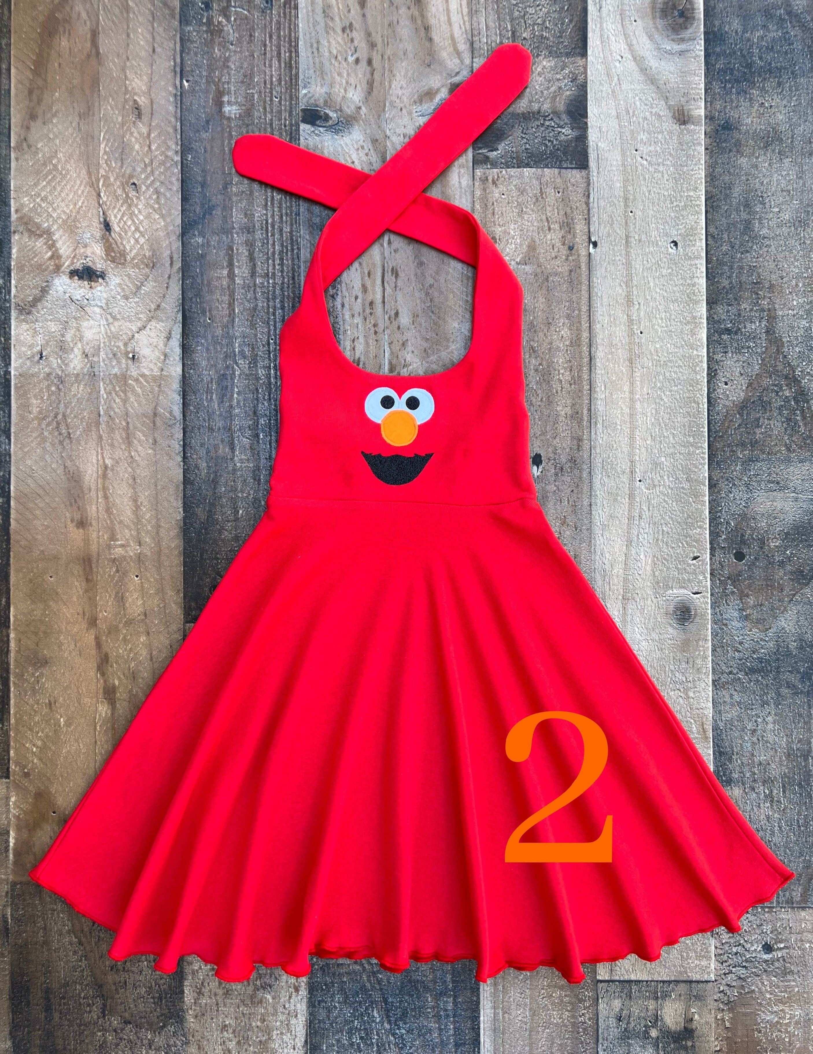 Personalized Elmo Face Red Knit Dress