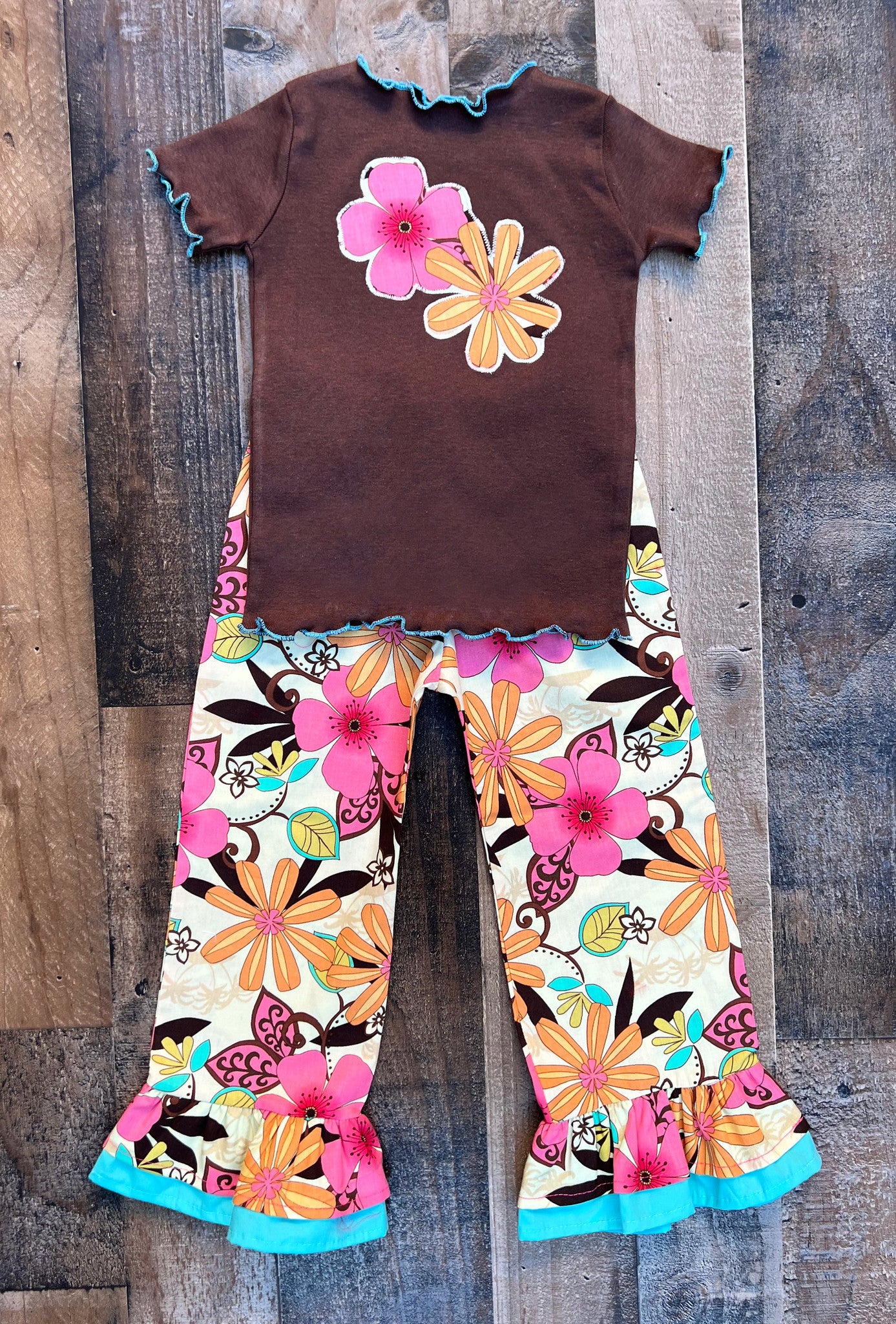 Floral Charm Little Girl Pant Outfit 