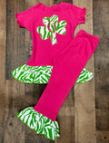 St. Patrick's Day Pink Lime Zebra Personalized Girl Outfit