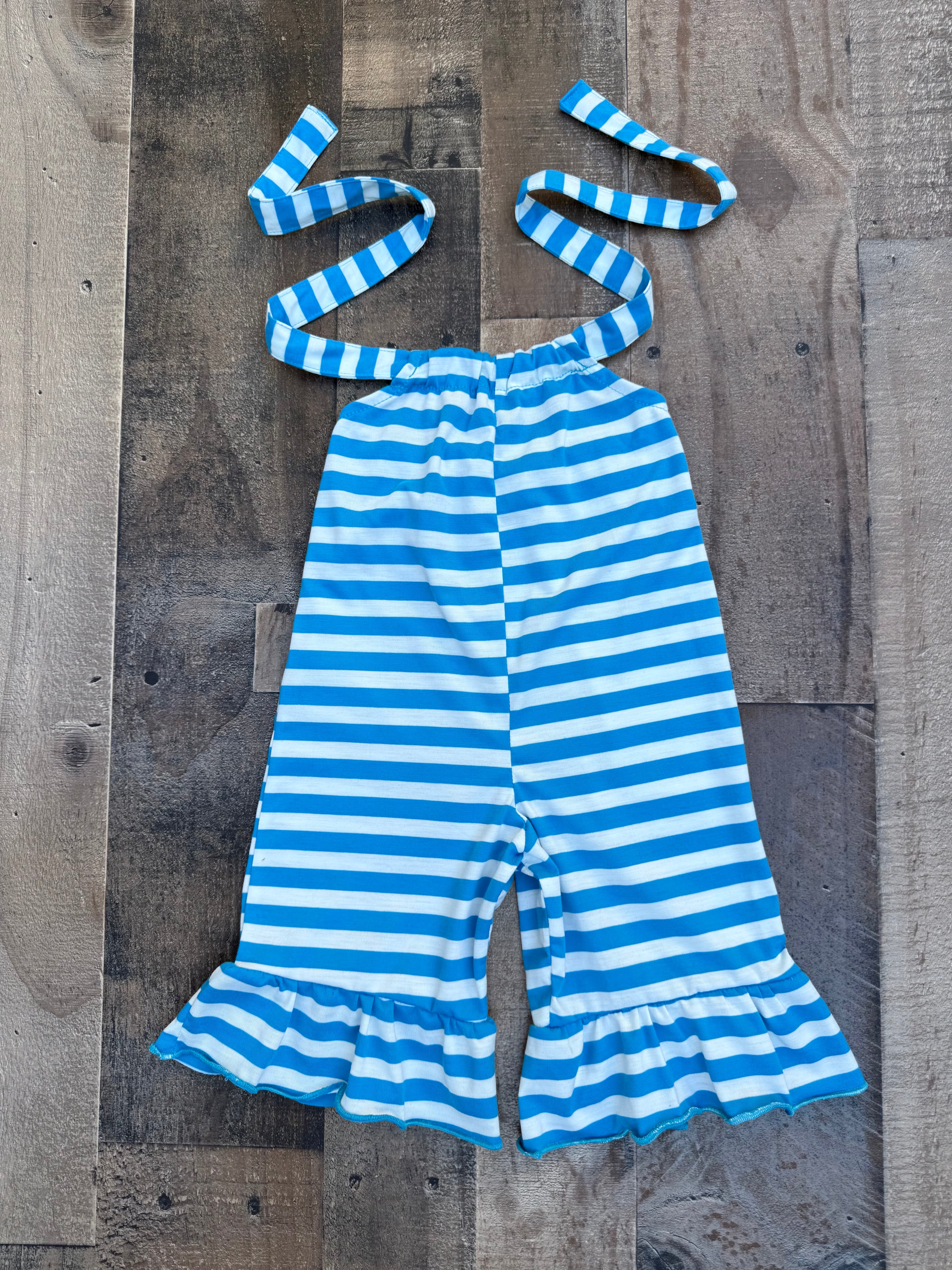 Aqua White Stripe Comfy Knit Romper