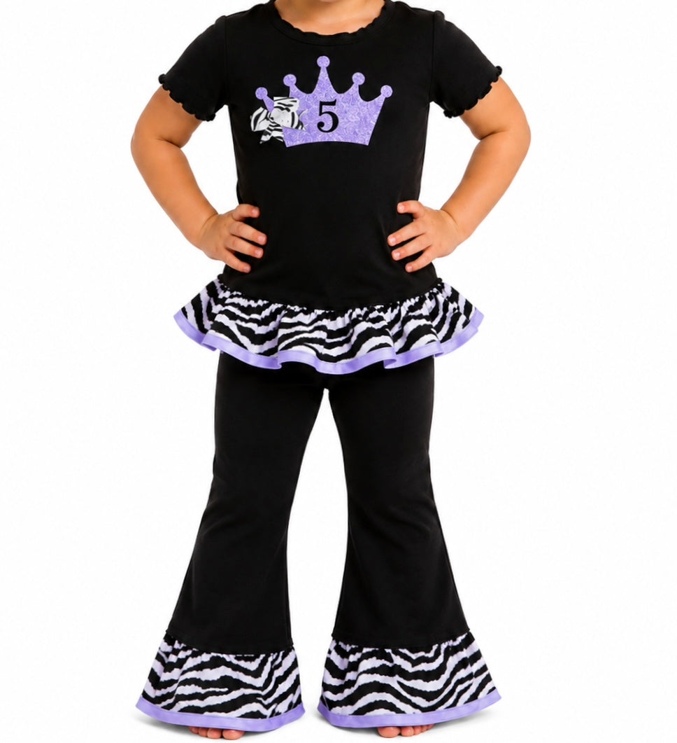 Princess Crown Zebra Print & Lavender Outfit