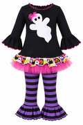 Halloween Fall Ghost Leggings & Ruffled Tee