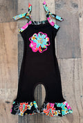 Hawaiian Luau Floral Little Girl Romper
