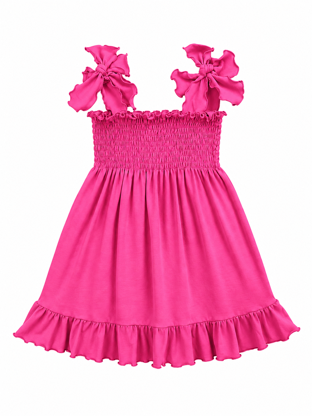 Hot Pink Smocked Summer Girl Dress