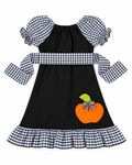 Gingham Pumpkin Peasant Dress for Girls
