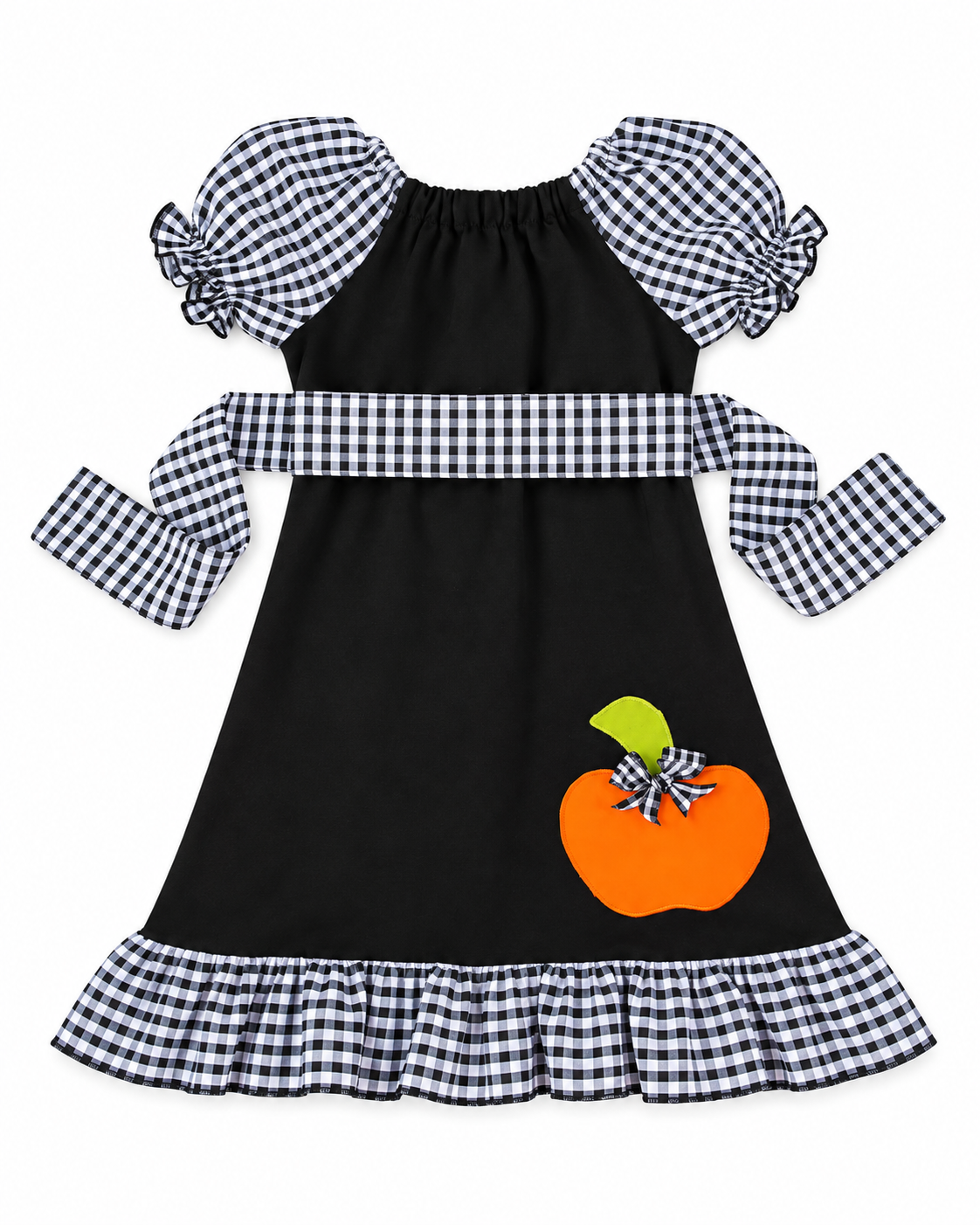 Gingham Pumpkin Peasant Dress for Girls