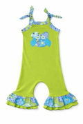 Floral Owl Pastel Lime Romper