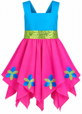 Poppy Troll Inspired Handkerchief Halloween Dress Costume for Girls