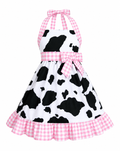 Pink Gingham Cow Print Dress
