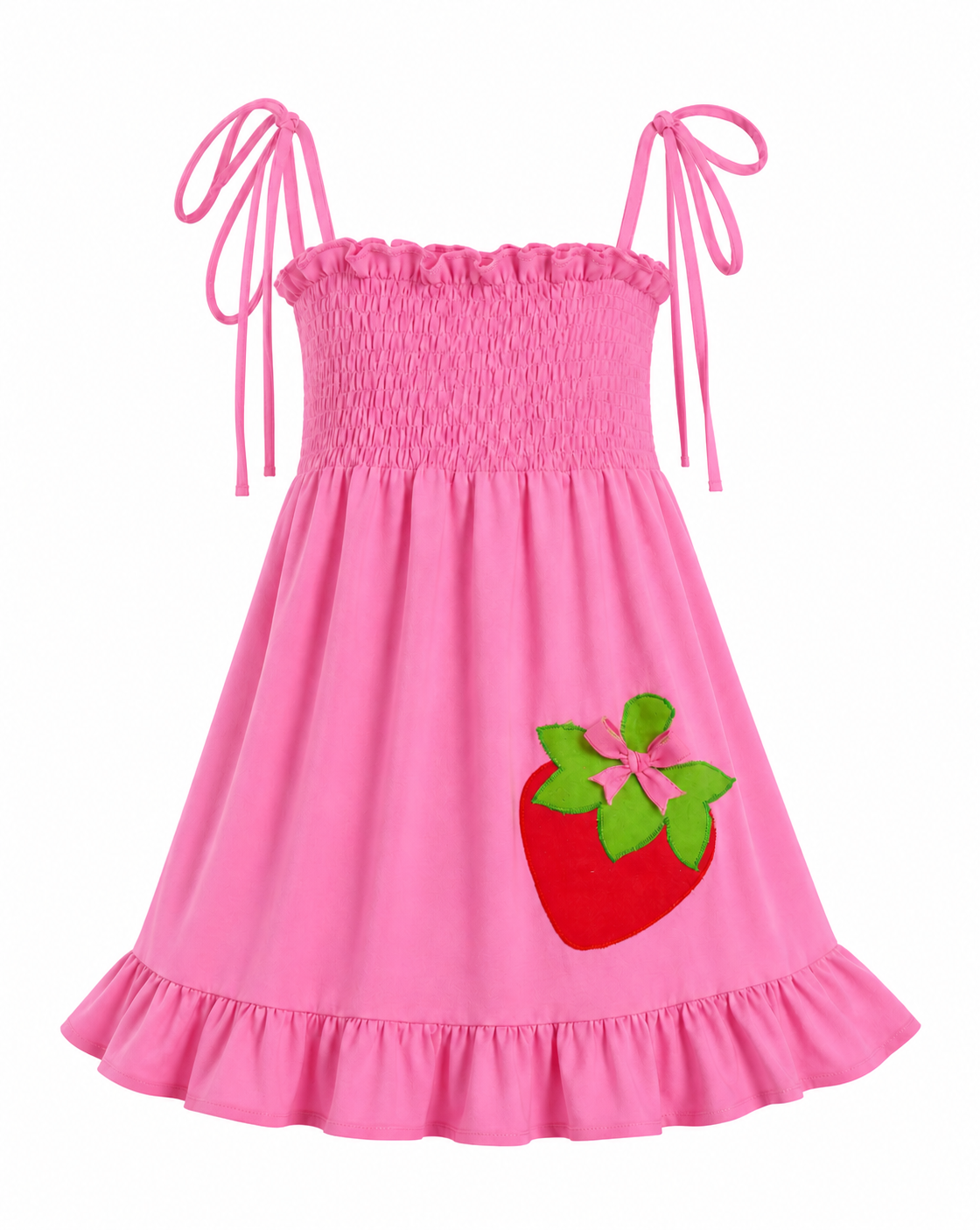 Pink Strawberry Smocked Dress