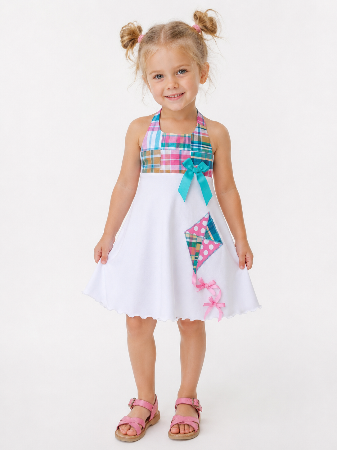 Flying Kite Plaid Twirl Dress