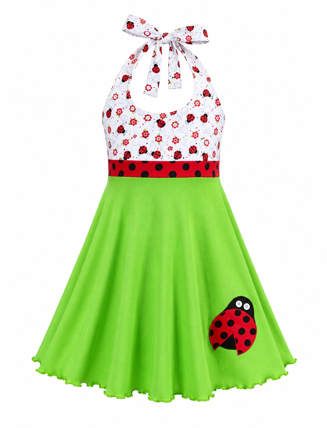 Ladybug Red Lime Summer Dress