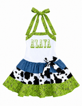 Lime Bandana Western Wear Cow Personalized Dress