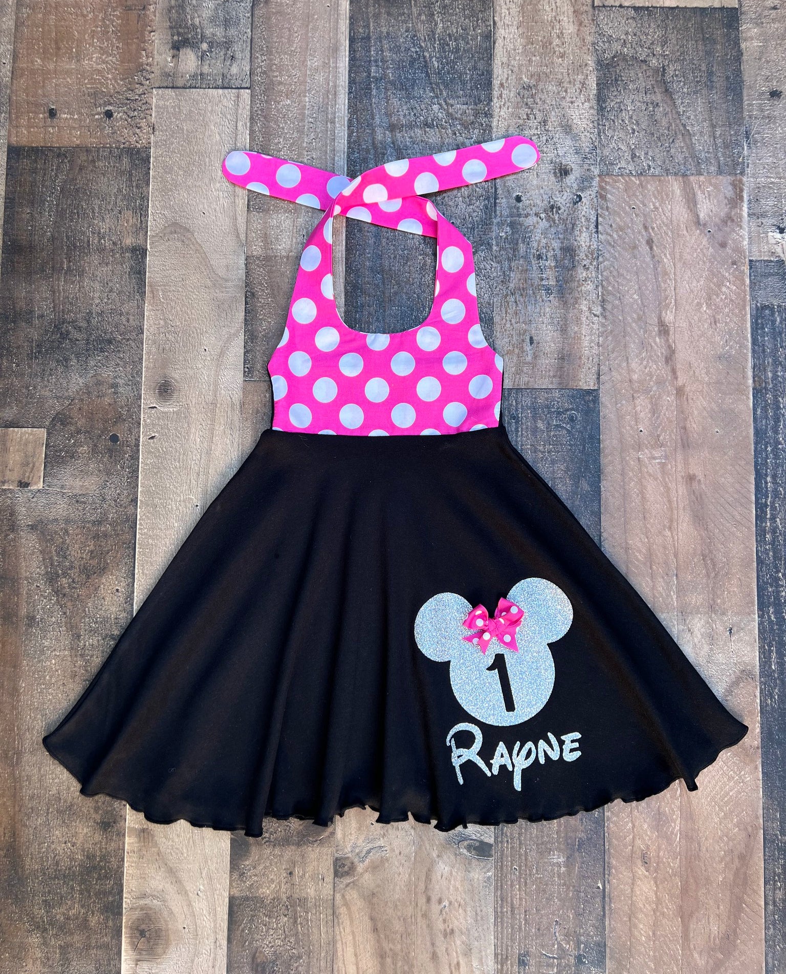 Minnie Mouse Hot Pink Polka Dot Birthday Girl Dress