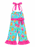 Owl Print Romper Outfit 