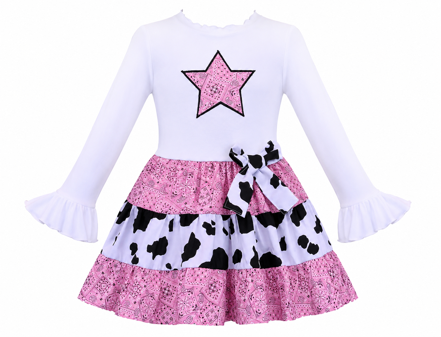 Pink Bandana Cow Print Farm Dress 