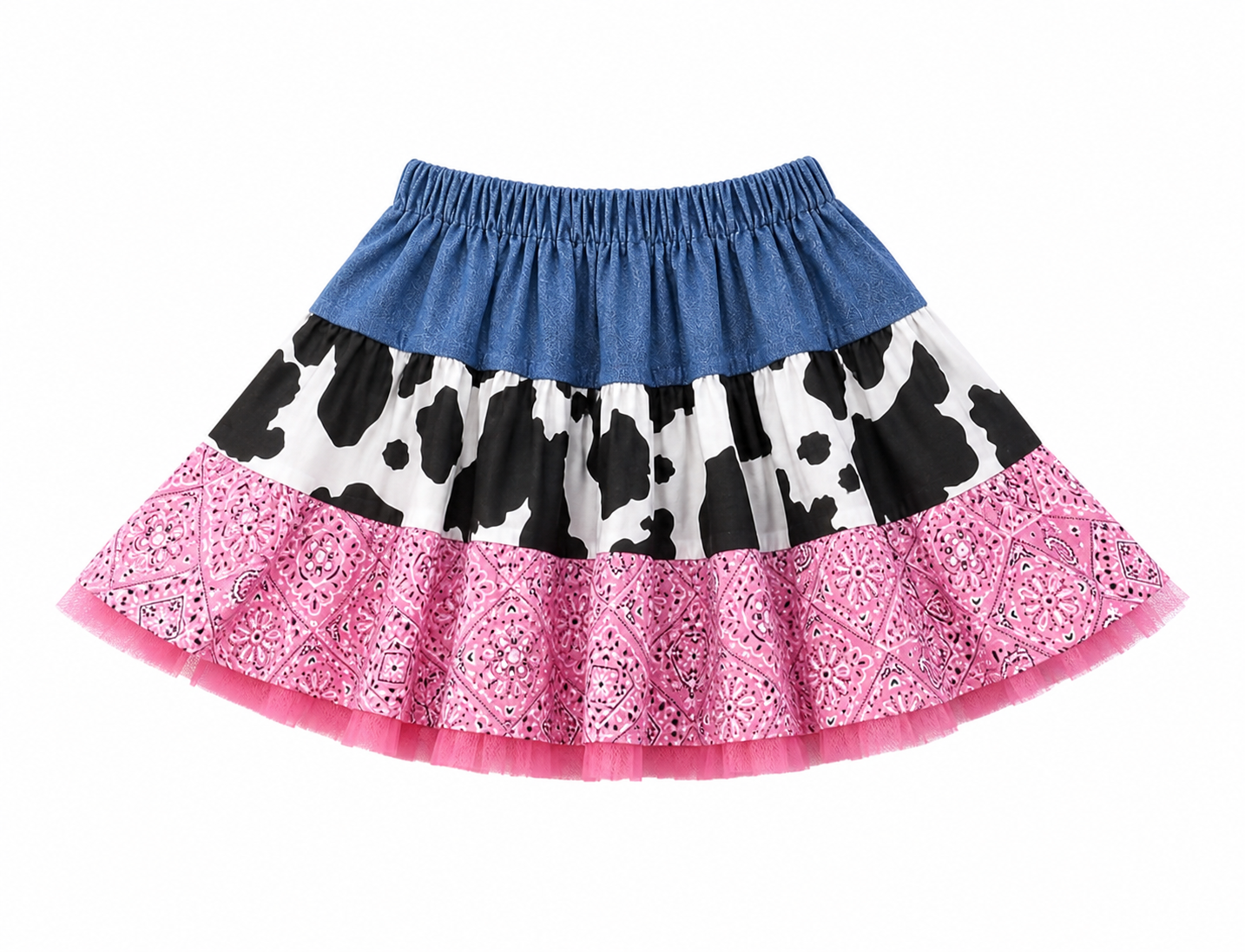 Pink Bandana Cow Print Skirt 
