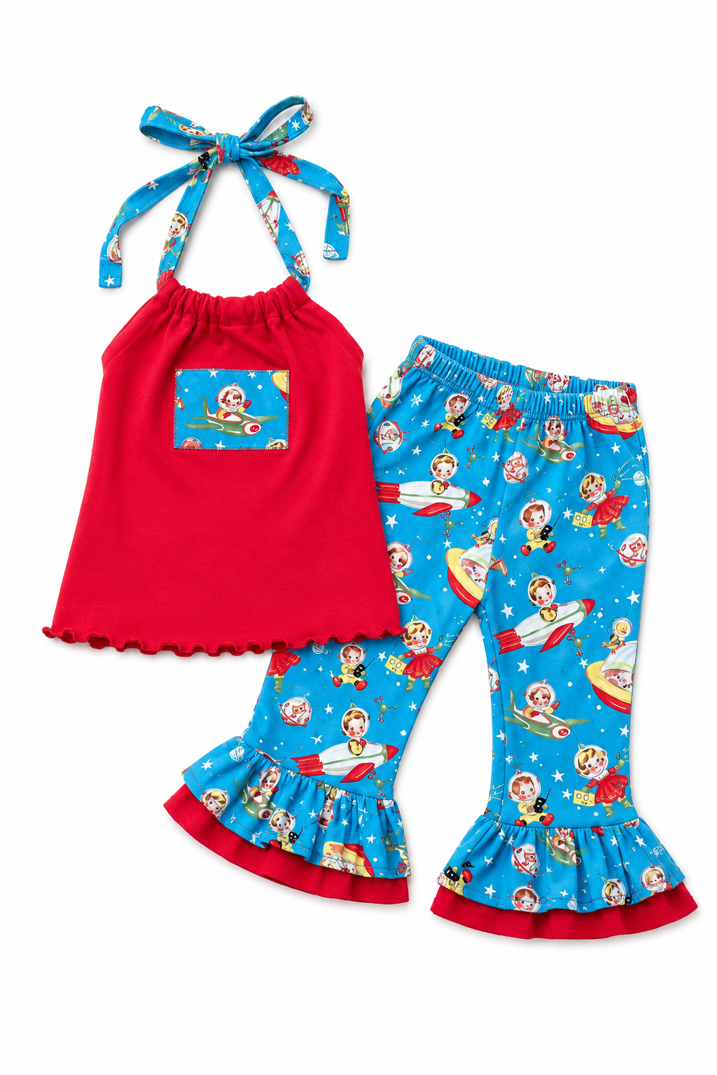 Retro Rocket Toddler Girl Outfit 