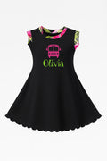 Back To School Lime & Hot Pink Bus Twirl Dress