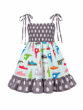 Smocked Summer Tennis Shoe Print Dress
