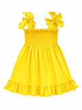 Yellow Smocked Summer Girl Dress