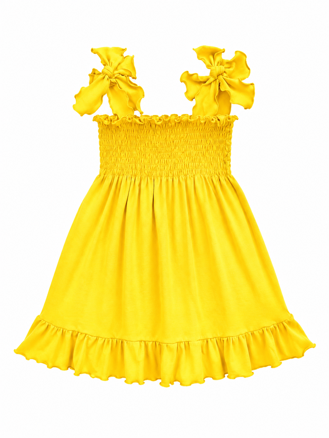 Yellow Smocked Summer Girl Dress