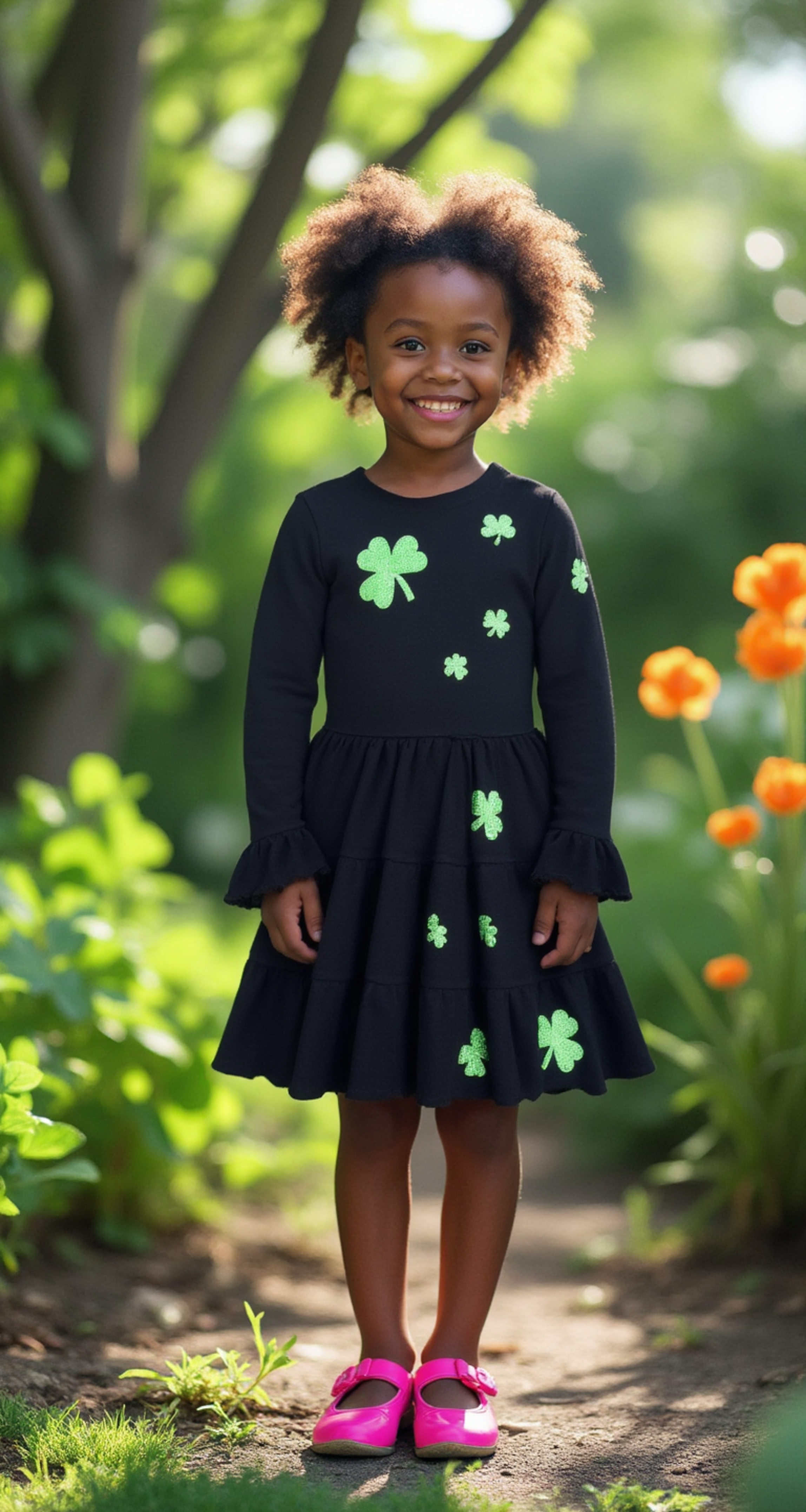St. Patricks Day Shamrock Twirl Dress