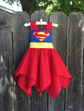 Superhero Supergirl Red Blue Yellow Dress