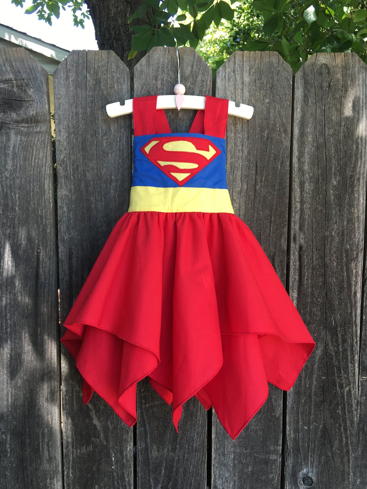 Superhero Supergirl Red Blue Yellow Dress