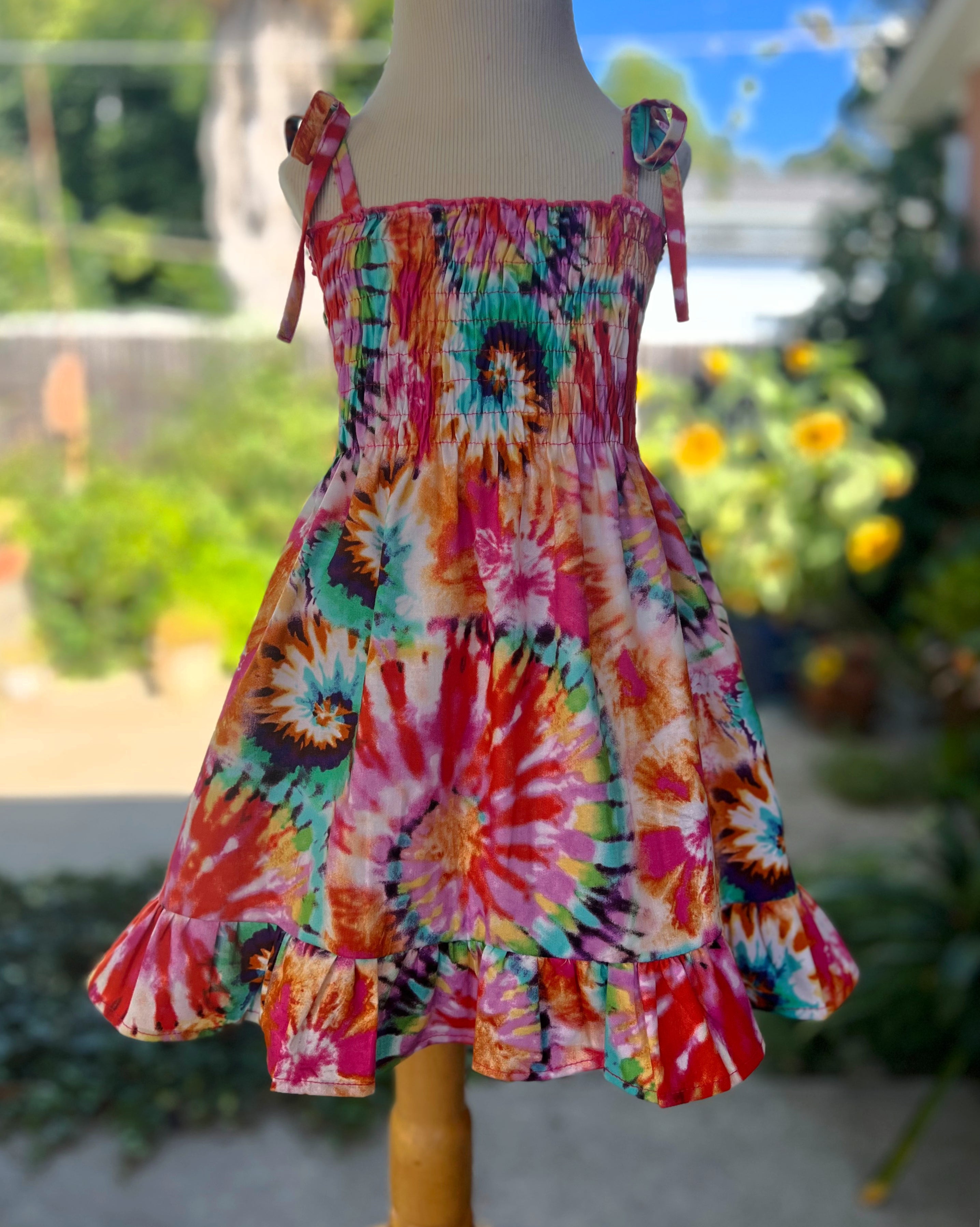 Groovy Rainbow Tie Dye Smocked Dress Groovy Rainbow Tie Dye Smocked Dress