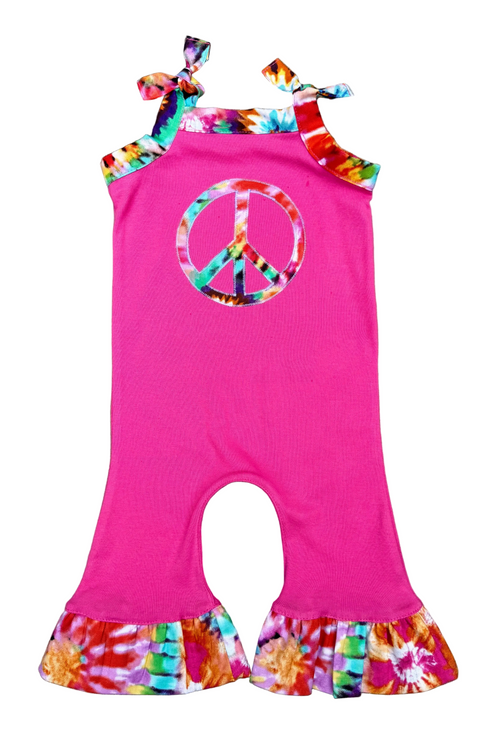 Tie Dye Peace Groovy Romper Outfit