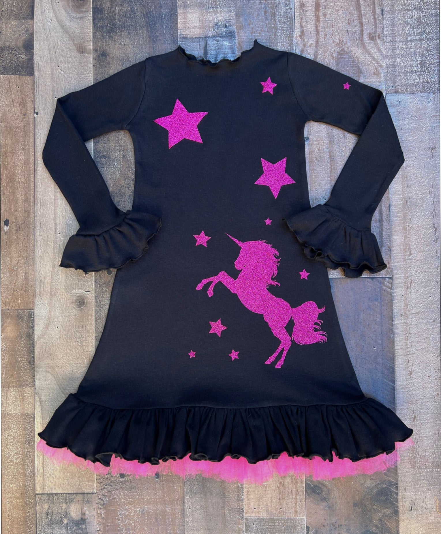 Unicorn Hot Pink & Black Dress Lil Bug Clothing Unicorn Hot Pink & Black Dress Lil Bug Clothing