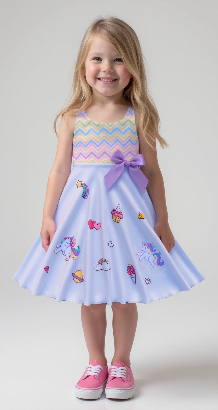 Unicorn Chevron Twirl Dress