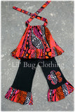 Funky Orange & Black Leopard Zebra Halter Top & Pant
