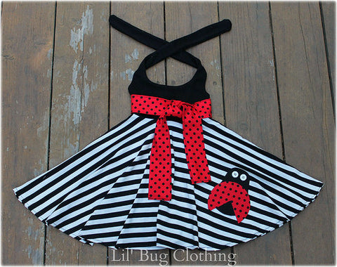 Ladybug Black White Stripe Dress