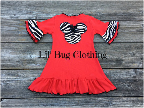 Minnie Mouse Red Knit Zebra  Dress