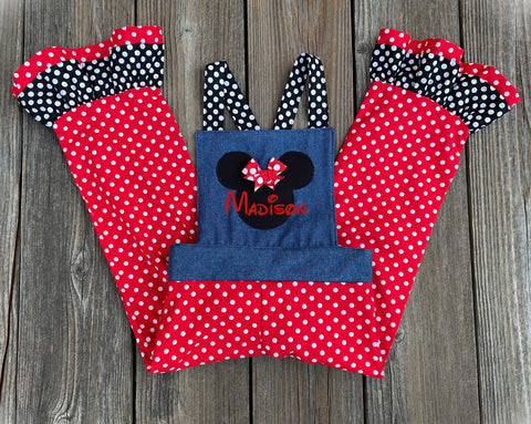 Little Girl Minnie Mouse Overalls