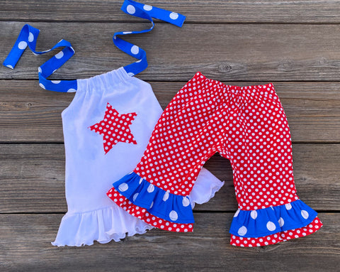Red White Blue 4th July Boutique Girl Outfit 