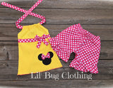 Pink & Yellow MInnie Mouse Ribbon Short & Halter