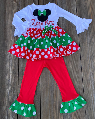 Christmas Minnie Mouse Holiday Girl Outfit 