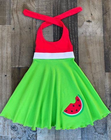 Watermelon Little Girl Twirl Dress