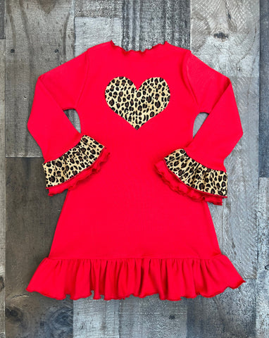 Red Leopard Valentines Day Dress