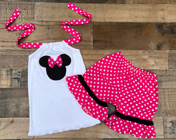 Minnie Mouse Ruffled Shorts And Top 