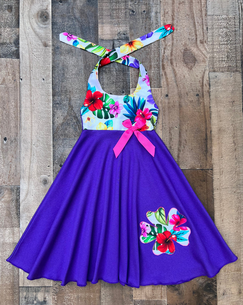 Purple Hawaiian Luau Tropical Dress - Main Image